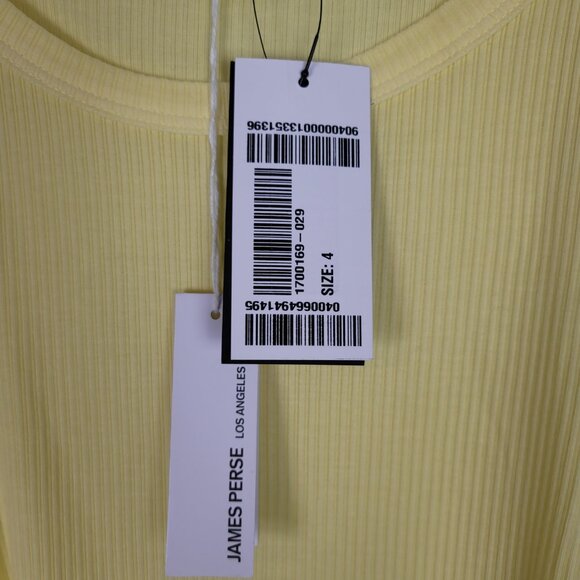 James Perse Size 4 Ribbed Tank Top Cami Cotton Lycra Yellow NWT - Picture 11 of 12